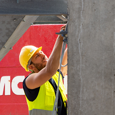 Construction worker doing work on a Sioux Falls new development